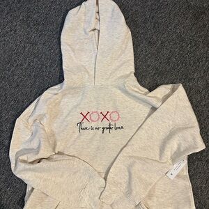 Valentine’s Beige Hoodie with XOXO Embroidery